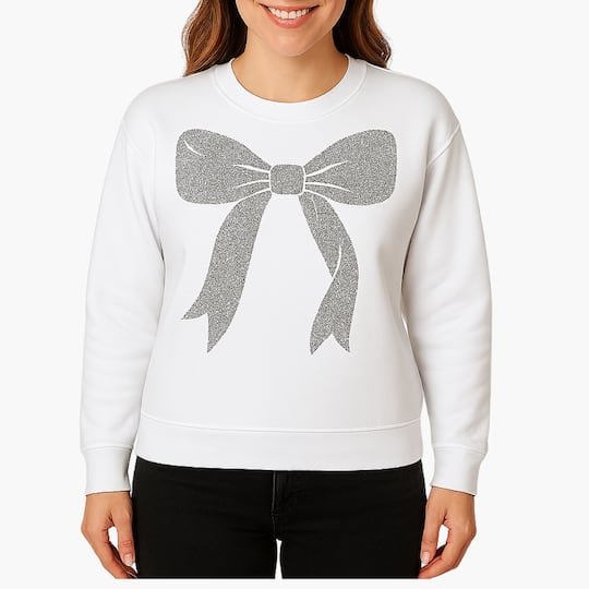 Holiday White Sweatshirt & Silver Iron-On Glitter Vinyl Craft Bundle